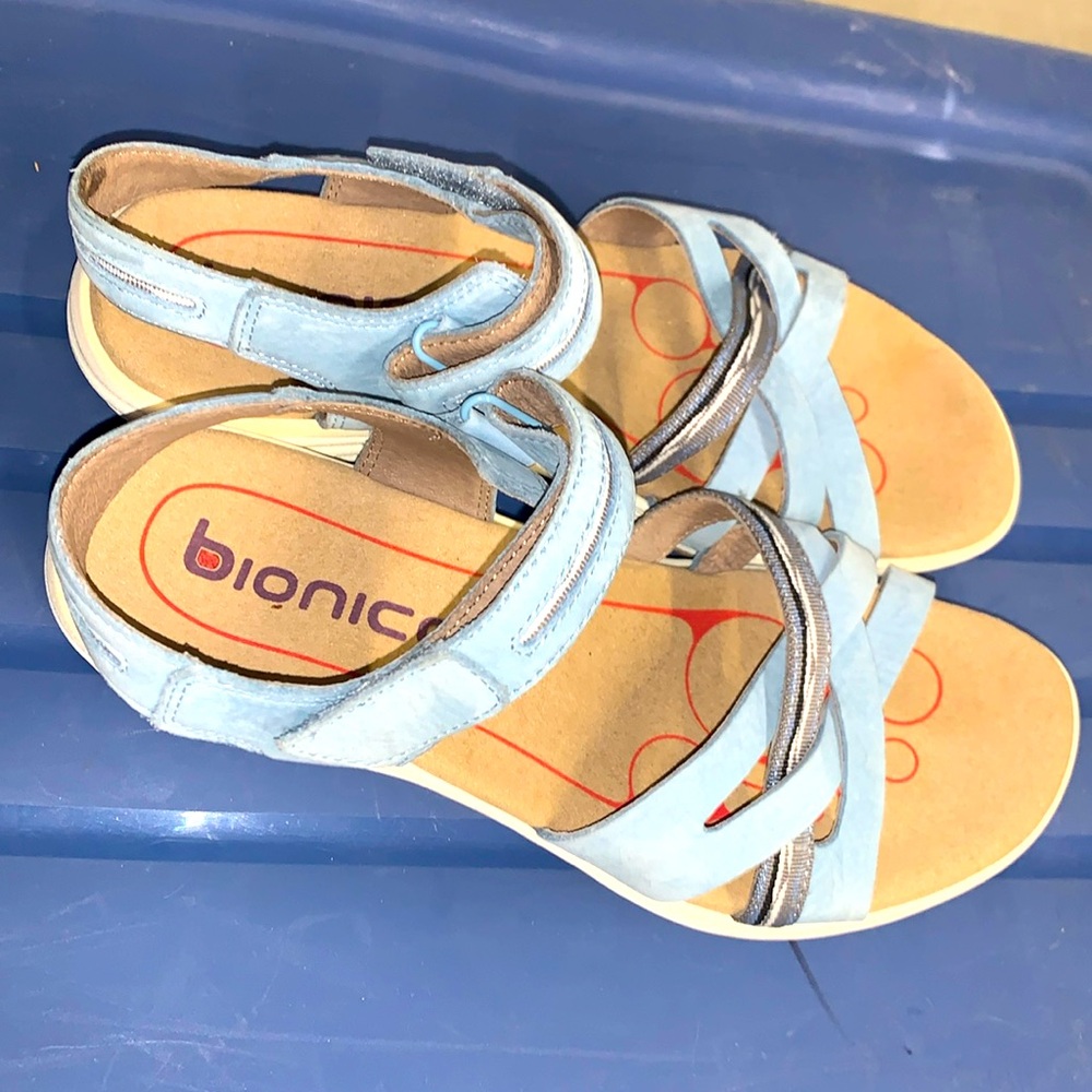 Bionica Light Blue Suede Strappy Women's Sandals